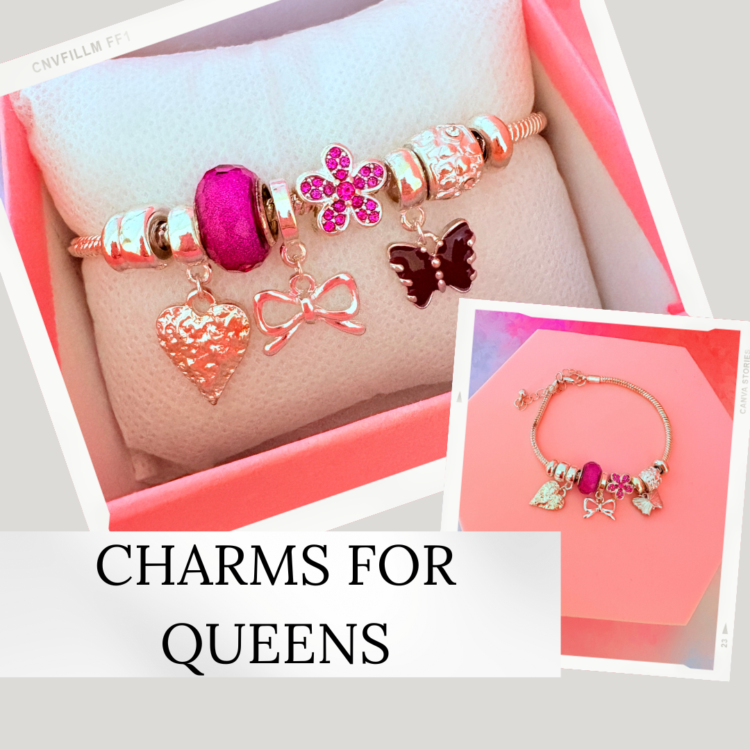 Pembe Kelebek & Kalp Charm Bileklik – Hediye Kutulu